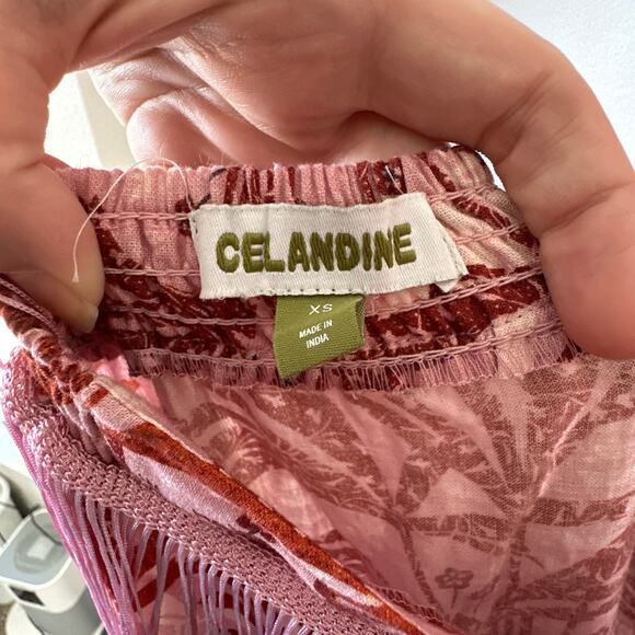 ANTHROPOLOGIE Celandine Linen Fringe Column Midi Dress Pink Size XS - Picture 6 of 10